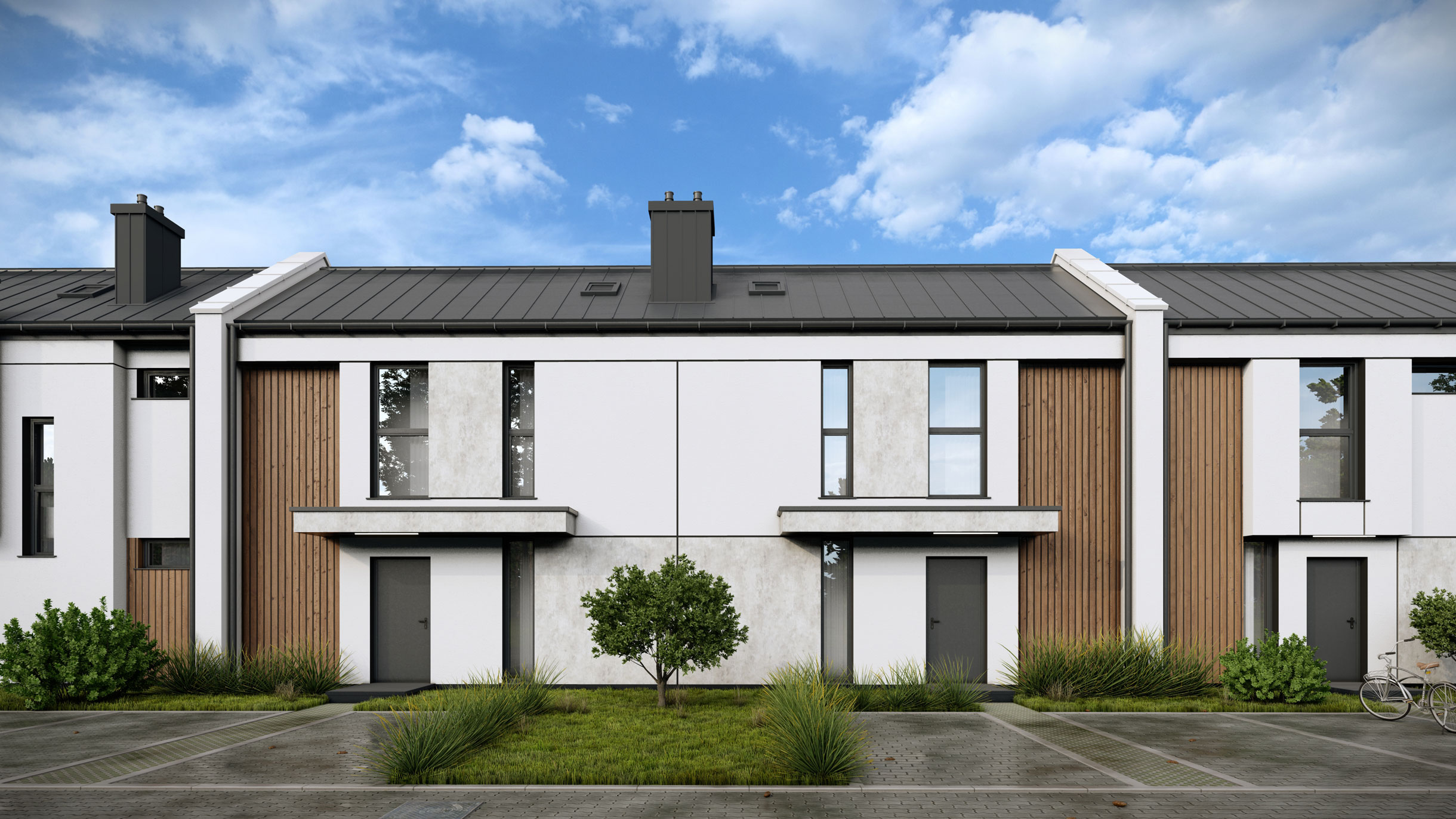 Tło sekcji standarów jakości na którym widnieje wizualizacja apartamentów